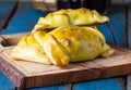 Latin American food. Chilean empanadas with meat and onion