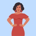 Latin American girl icon. Spanish woman in red dress. Races and nationalities of the world