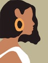 Latin American head in profile. Hispanic woman. Races and nationalities of the world. Vector flat