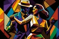 Latin American Hispanic male and female couple dancing the ballroom Tango dance