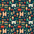 Latin American holiday, the June party of Brazil. Flat seamless pattern