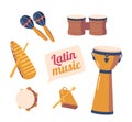 Latin American Musical Instruments, Vibrant And Rhythmic Maracas, Bongos, Tambourine Bring Unique Sound Of Latino Music