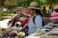 Latin american woman from Argentina sell souvenirs