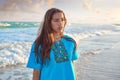 Latin beautiful girl in Caribbean beach sunset Royalty Free Stock Photo