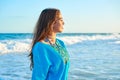 Latin beautiful girl in Caribbean beach sunset Royalty Free Stock Photo