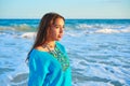 Latin beautiful girl in Caribbean beach sunset Royalty Free Stock Photo