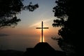 Latin cross on the sunset