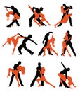 Latin dancers silhouettes Royalty Free Stock Photo