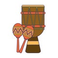 Latin drum and maracas music instruments