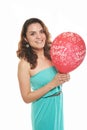 Latin girl red balloon Royalty Free Stock Photo