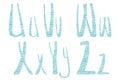 Latin hand drawn alphabet in sewing style
