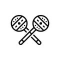 Black line icon for Latin, maracas and play