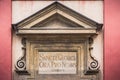 Inscription Sancte Georgi Ora pro Nobis above the Entrance to Saint Georges Basilica in Prague Royalty Free Stock Photo