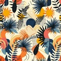 Latin-Inspired Summer Pattern with Bold Shapes. Bold Latin-inspired elements with a playful summer vibe in a warm color