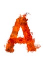 Latin letter A made of fire on a white background Royalty Free Stock Photo