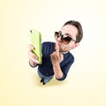 Latin lover make a funny face, and take a self portrait with his Royalty Free Stock Photo