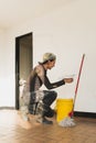 Latin man with his tools making repairs at home. Home remodeling