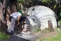 Latin man, Shaman, during shamanic, pre-Hispanic ritual, temazcal