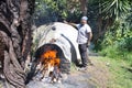 Latin man, Shaman, during shamanic, pre-Hispanic ritual, temazcal Royalty Free Stock Photo