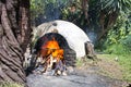 Latin man, Shaman, during shamanic, pre-Hispanic ritual, temazcal Royalty Free Stock Photo