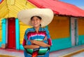 Latin mexican hispanic sombrero poncho woman Royalty Free Stock Photo
