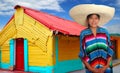 Latin mexican hispanic sombrero poncho woman Royalty Free Stock Photo