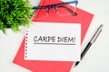 The Latin phrase Carpe Diem, a quote from Horace, means seize the moment. Royalty Free Stock Photo