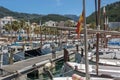 Latin sailing ships, are lined up on the jetty Port-Soller, Majorca island, Balearic Islands Royalty Free Stock Photo