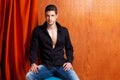 Latin spanish man portrait open black shirt