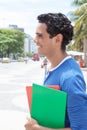 Latin student in the city looking sideways Royalty Free Stock Photo