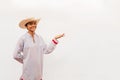 Latin teenager in the isolated white wall