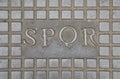 Latin Text SPQR that means Senatus Populusque Romanus or The Rom