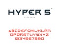 Vector latin uppercase alphabet letters and numbers. Abstract futuristic space font