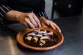 Latin woman chef cooking traditional mexican food in a restaurant kitchen in Mexico Royalty Free Stock Photo