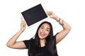 Latin woman holding chalkboard. Royalty Free Stock Photo