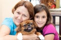 Latin women with their family dog Royalty Free Stock Photo