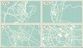 Latina, Livorno, Milan and Messina Italy City Maps Set in Retro Style