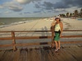 Latina at Progreso Beach at Sunset