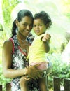 latina woman mother with baby daughter