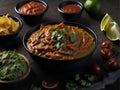 Latinamerican food party sauce guacamole, salsa, chips and ingre. Ai Generated Royalty Free Stock Photo