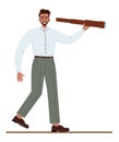 Latino-american businessman holding a telescope. Characters wearing business