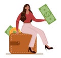 Latino-american businesswoman with money. Character wearing business