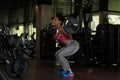 Latino Woman Doing Exercise Barbell Squat Royalty Free Stock Photo