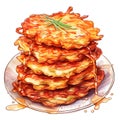 Latkes Hanukkah Jewish watercolor Royalty Free Stock Photo