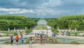 The Latona Fountain in the Garden of Versailles timelapse in France. Royalty Free Stock Photo