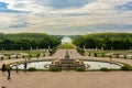 Latona fountain and Versailles park landscape at sunset, Paris suburbs, France Royalty Free Stock Photo