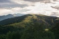 Latrigg in the Lake District shows its ascent path in the evening light