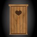 Latrine toilet from wood with heart on doors eps10