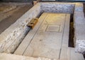 Latrines of the House of Hippolytus, Complutum, a Roman City located in Alcala de Henares, Madrid, Spain