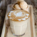 Latte art coffee and candy eggs swan Royalty Free Stock Photo